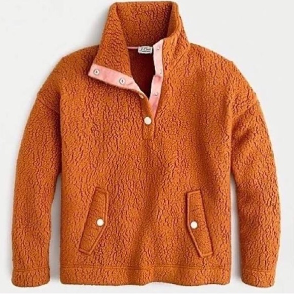 J Crew Snap-collar Sherpa in Polartec® fleece in Adobe - Picture 1 of 8